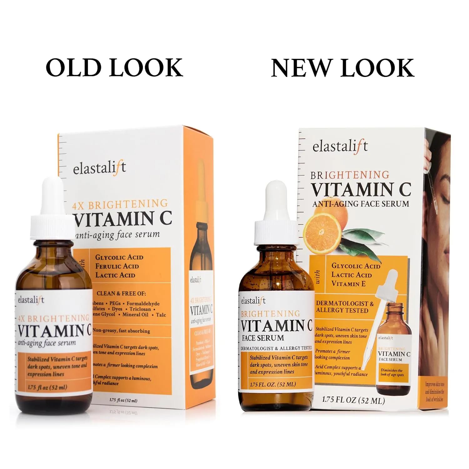Elastalift Vitamin C Facial Serum For Age Spots, Wrinkles, & Expression Lines. Anti-Aging Face Serum W/Vitamin C & Hyaluronic Acid Brightens Skin To Promote Healthier Skin Complexion (2-Pack)
