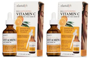 Elastalift Vitamin C Facial Serum For Age Spots, Wrinkles, & Expression Lines. Anti-Aging Face Serum W/Vitamin C & Hyaluronic Acid Brightens Skin To Promote Healthier Skin Complexion (2-Pack)