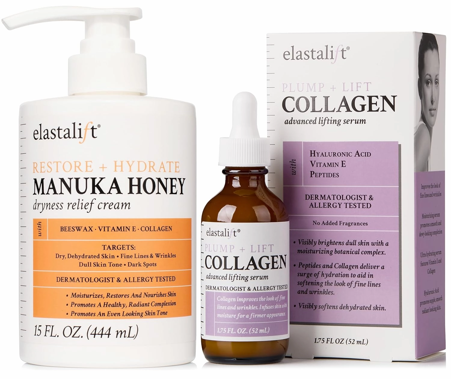Elastalift Collagen Lifting Facial Serum   Manuka Honey Firming Body Lotion Set