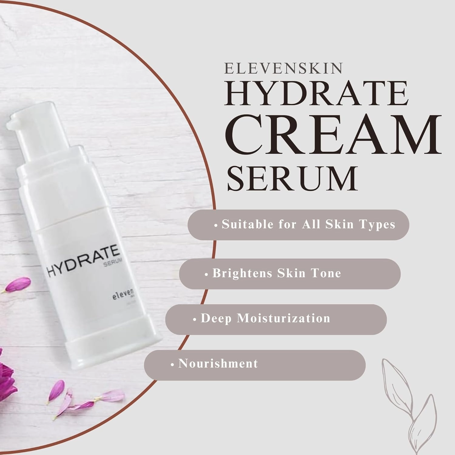 ELEVENSKIN - Hydrate Cream Serum - Hydrating Serum for Face - Anti Aging Face Serum for Women - Night & Day Hydrating Serum for Dry