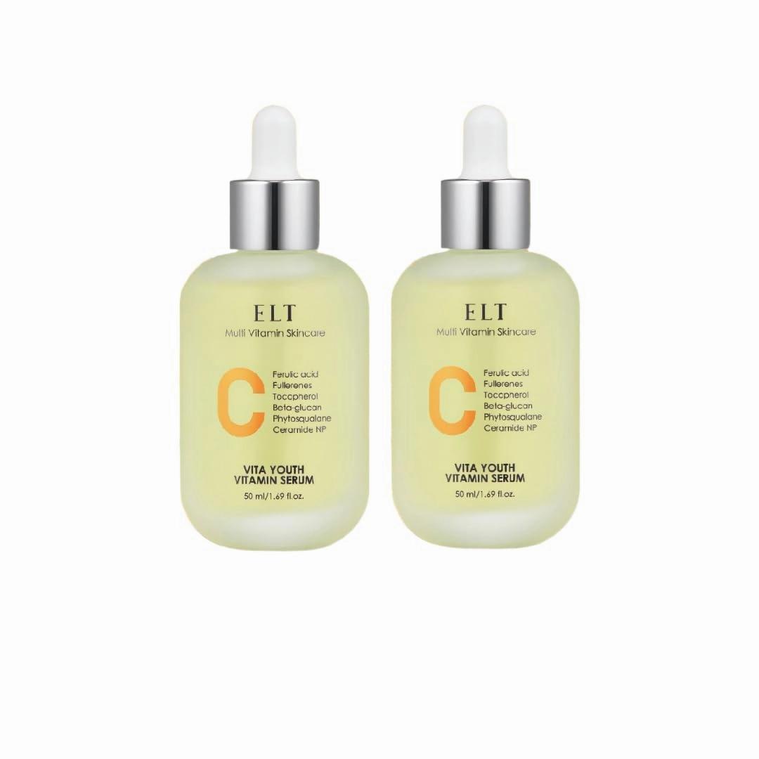 ELT Vita Youth Vitamin C Facial Serum 1.69fl.oz.(50ml) | Glass Skin | Ferulic Acid | Beta-Glucan| Anti-Aging | Dark Spot Remover | Korean Skincare (Pack of 2)