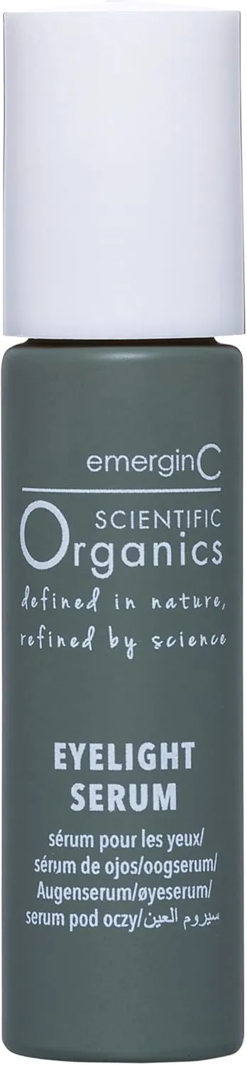emerginC Scientific Organics Eyelight Serum - Roll On Eye Serum with Plant Stem Cells   Hyaluronic Acid to Combat The Appearance of Dark Circles   Puffiness (0.34 oz, 10 ml)