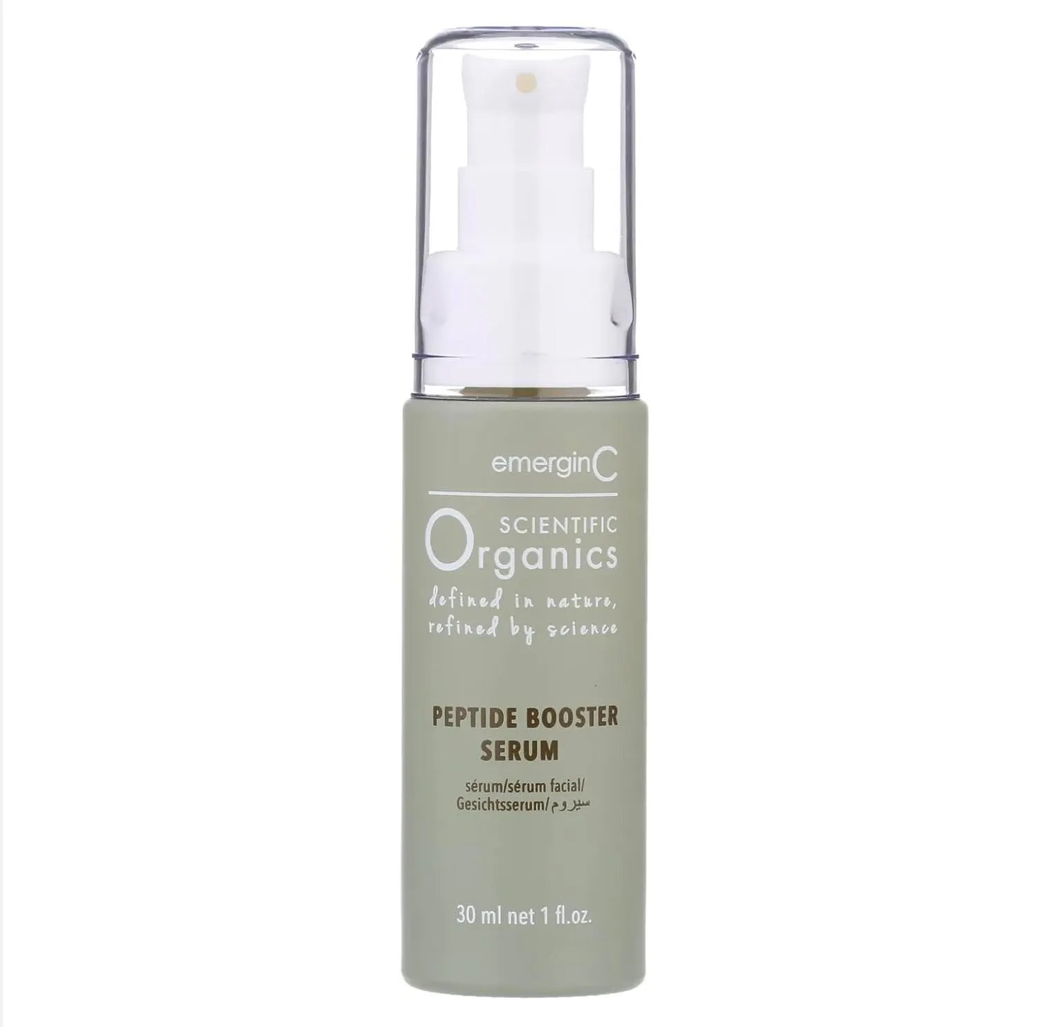 emerginC Scientific Organics Peptide Booster Facial Serum - Face Serum with Kombucha, Red Algae   Antioxidant Astaxanthin to Hydrate, Visibly Improve Signs of Aging   Tone (1 Ounce, 30 ml)