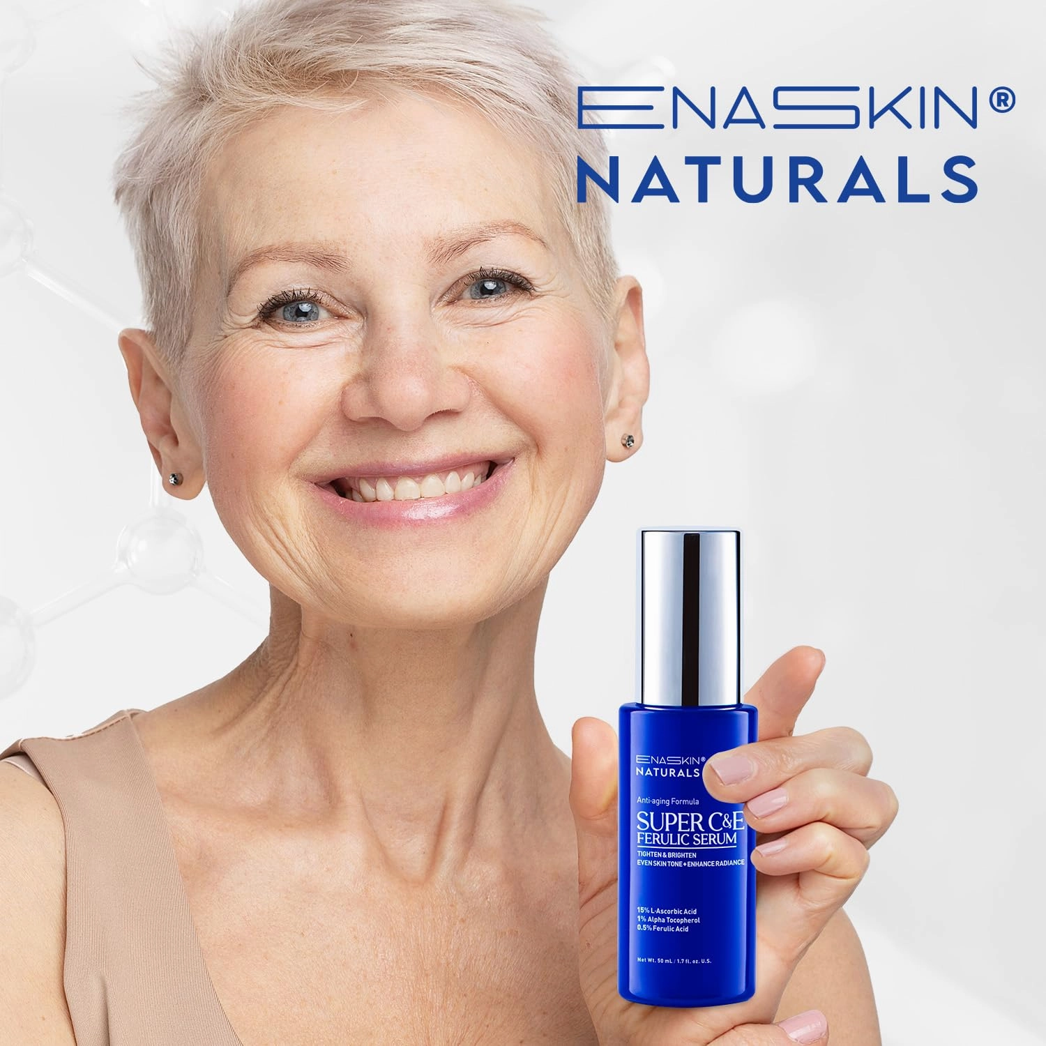 Enaskin Naturals Vitamin C Face Serum for Women - Skin Care for Dark Spots, with Hyaluronic Acid, Ferulic Acid, & Vit E - Anti Aging and Skin Brightening, Pure Vit C Facial Care