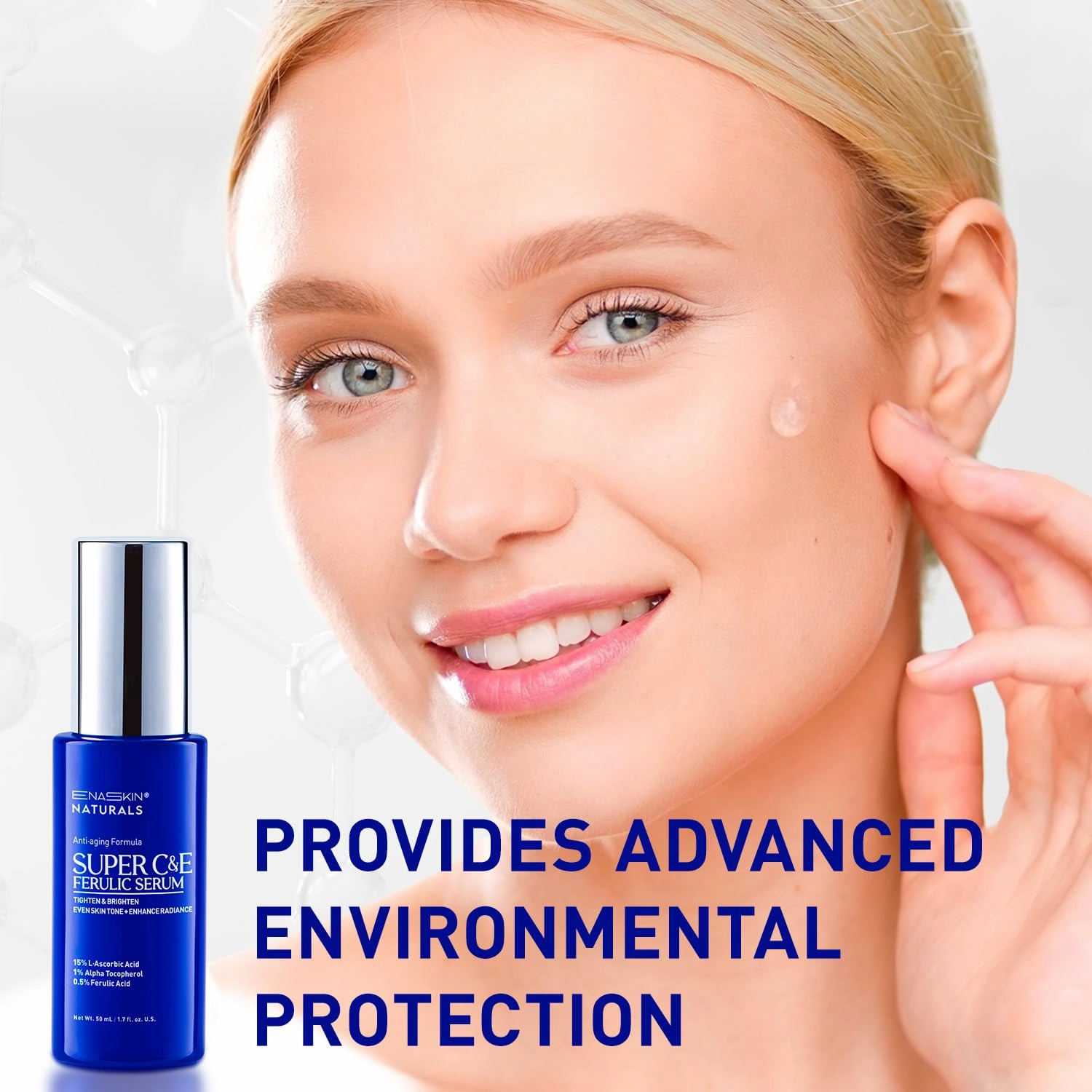 Enaskin Naturals Vitamin C Face Serum for Women - Skin Care for Dark Spots, with Hyaluronic Acid, Ferulic Acid, & Vit E - Anti Aging and Skin Brightening, Pure Vit C Facial Care
