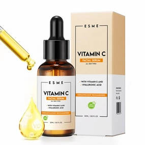 ESME Vitamin C Serum for Face with Hyaluronic Acid | Anti-Aging Facial Serum with Vitamin C, Vitamin E & More | Brightening Serum for Dark Spots, Even Skin Tone, and Eye Area