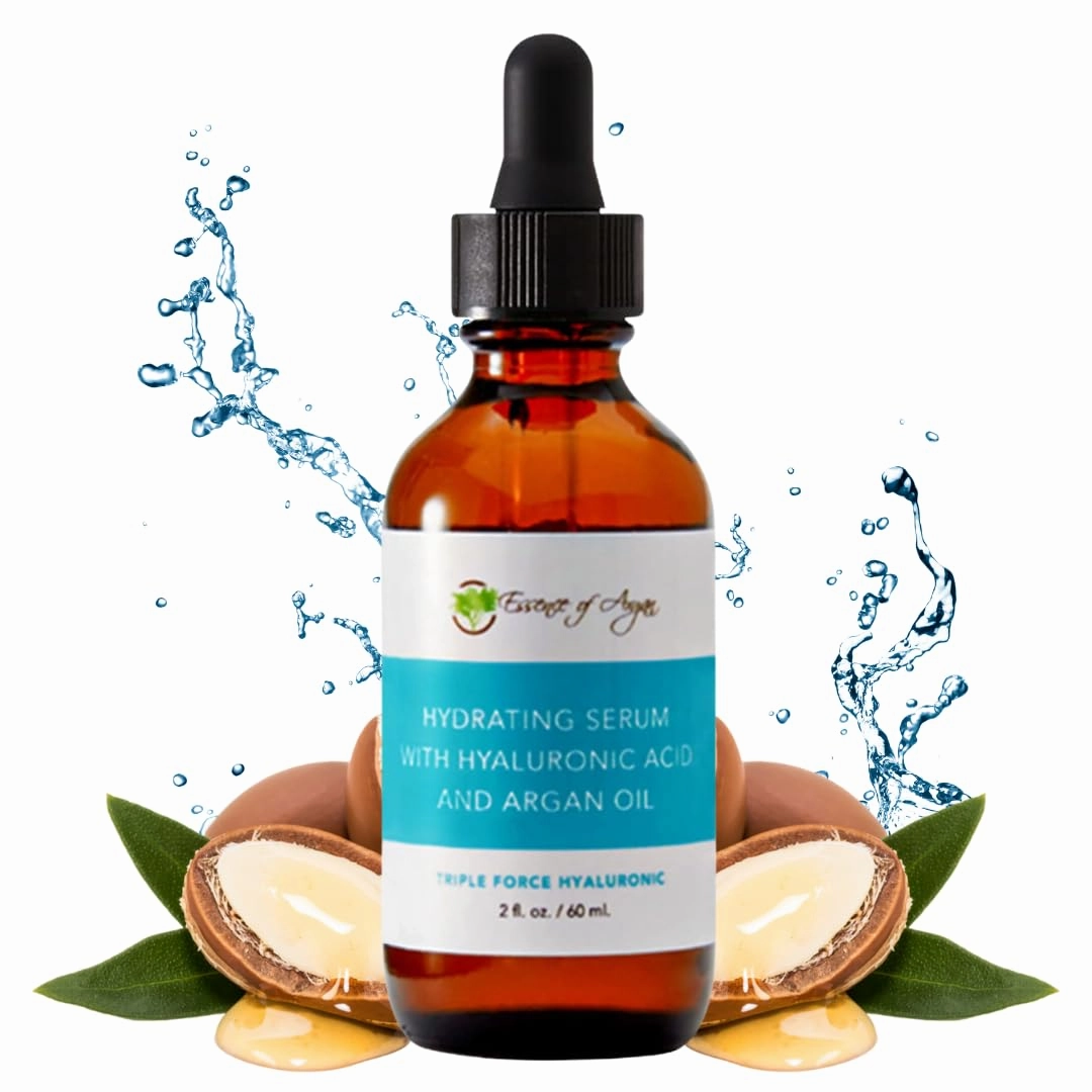 Essence of Argan Hydrating Serum for Face Day/Night Moisturizer with Hyaluronic Acid and Argan Oil Essential Fatty Acids & Vitamin E- Reduce Aging Signs (2fl.oz/60ml)