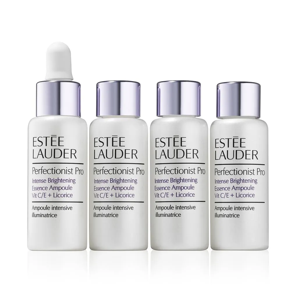 Estée Lauder Perfectionist Pro Treatment Intense Brightening Essence Serum Ampoule with Vitamin C/E   Licorice | Targets Dark Spots, 0.34 Fl Oz (Pack of 4)