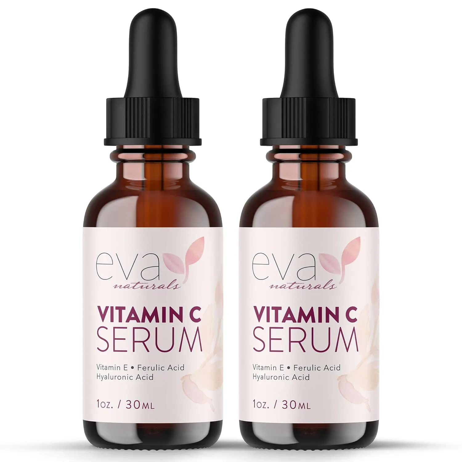 Eva Naturals 20% Vitamin C Serum For Face, Pure Vitamin C Face Serum for Wrinkles, Acne, Dry Skin, and Dark Spots - Facial Vitamin C Serum (1oz) (2 Pack)