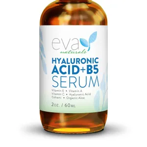 Eva Naturals Hyaluronic Acid   B5 Serum - Deeply Hydrating and Moisturizing for All Skin Types, Unisex
