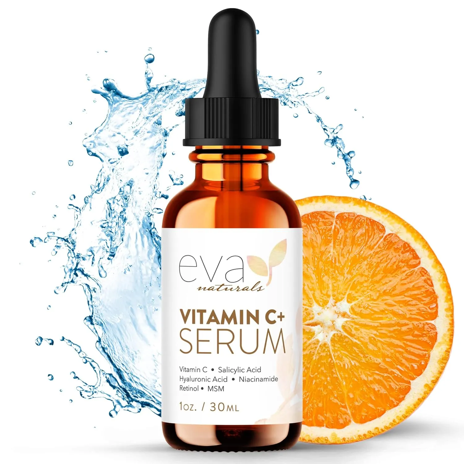 Eva Naturals Vitamin C Face Serum With Hyaluronic Acid - Anti Aging Serum - Reduce Dark Spots, Acne & Wrinkles - Retinol, Niacinamide & Salicylic Acid, Brightening Skin Serum for Glowing Skin