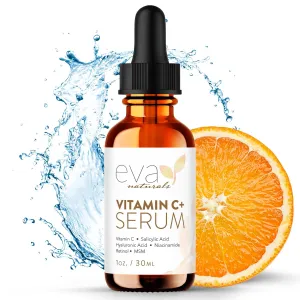 Eva Naturals Vitamin C Face Serum With Hyaluronic Acid - Anti Aging Serum - Reduce Dark Spots, Acne & Wrinkles - Retinol, Niacinamide & Salicylic Acid, Brightening Skin Serum for Glowing Skin