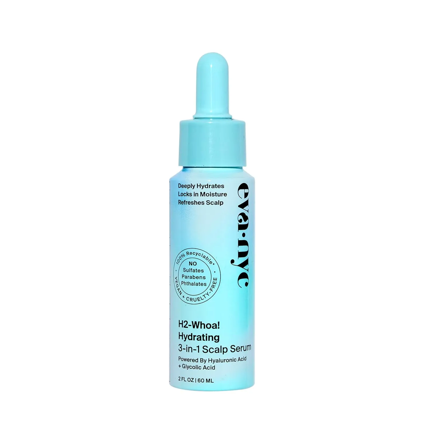 Eva NYC H2-Whoa Hydrating 3-in-1 Scalp Serum, Infused with Hyaluronic Acid and Glycolic Acid, 2.0 fl oz