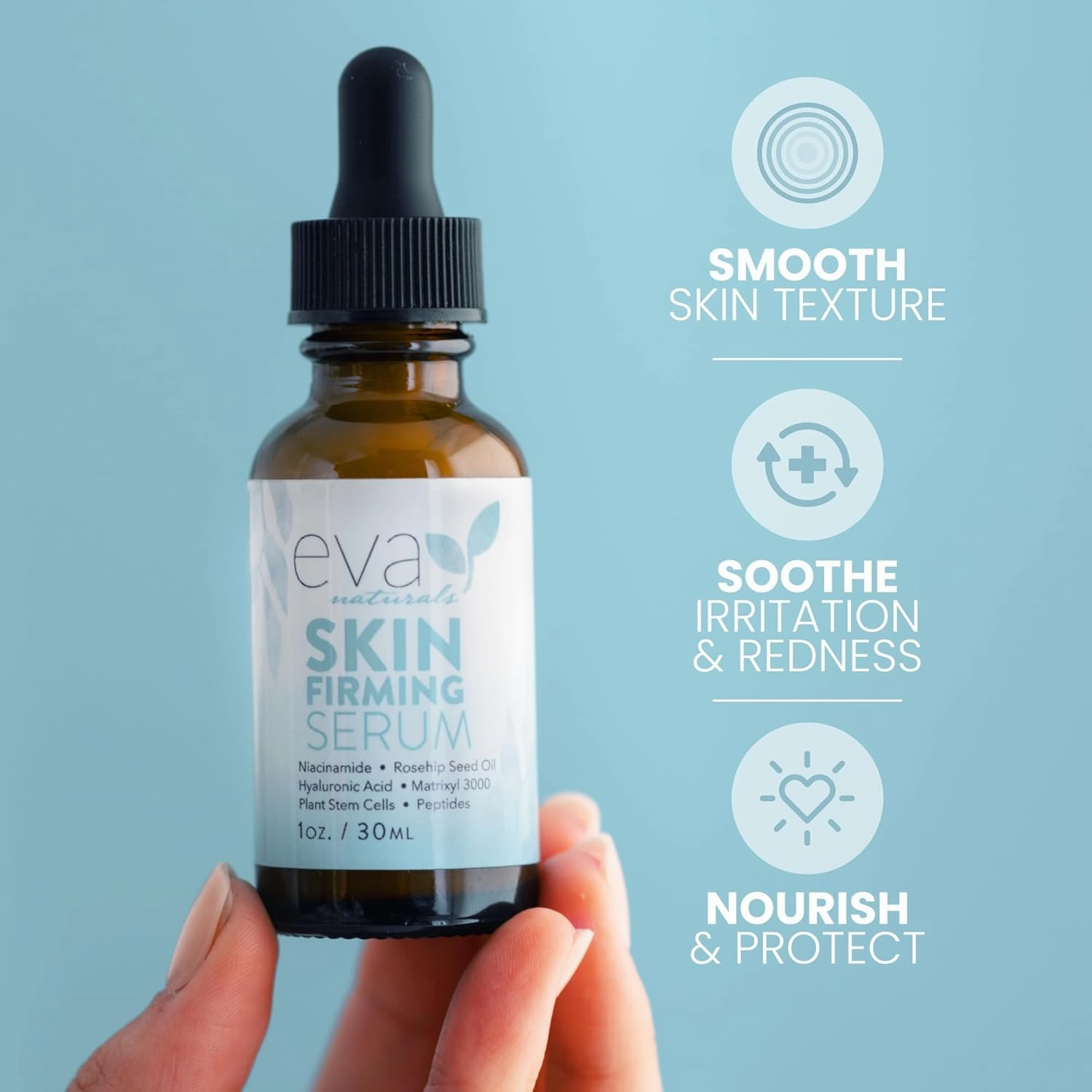 Eva Naturals Skin Firming Serum with Hyaluronic Acid, Vitamin C, and Niacinamide for Face - 2 Pack