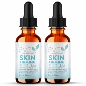 Eva Naturals Skin Firming Serum with Hyaluronic Acid, Vitamin C, and Niacinamide for Face - 2 Pack