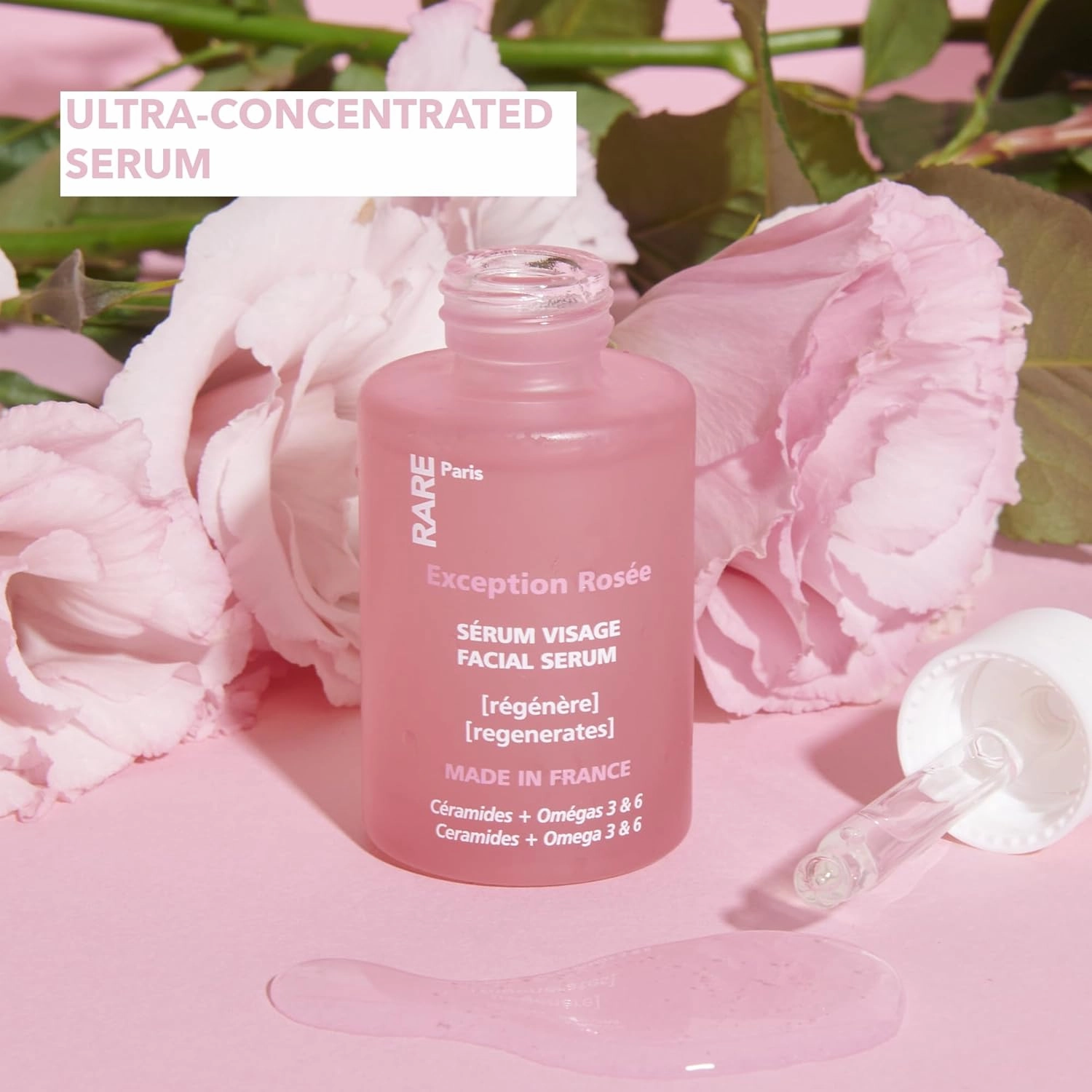 Exception Rosée - Regenerating Facial Serum - Hydrating & Brightening - With Ceramides & Omega-3 & 6 - Brightening, Firming & Revitalizing - Multi-Active Serum Formula - 1oz