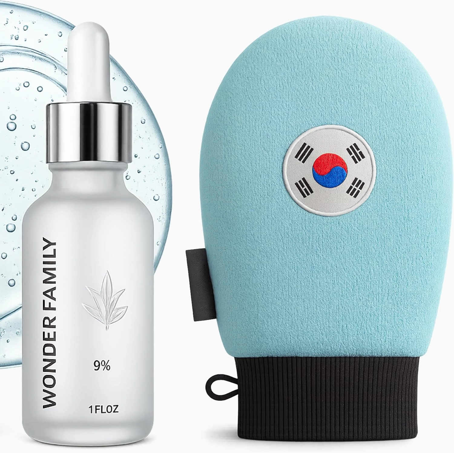 Exfoliating Mitt for Shower & Niacinamide Face Serum Bundle