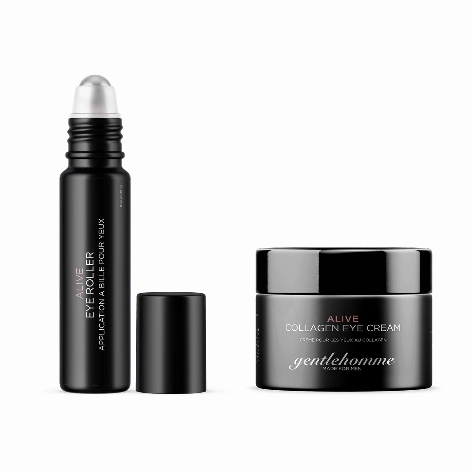 Eye Roller Serum for Men & Men's Collagen Eye Cream | Depuffing Eye Roller Ball for Dark Circles & Puffiness | Collagen & Caffeine Eye Cream with Hyaluronic Acid- Eye Skincare Kit- 2 Count