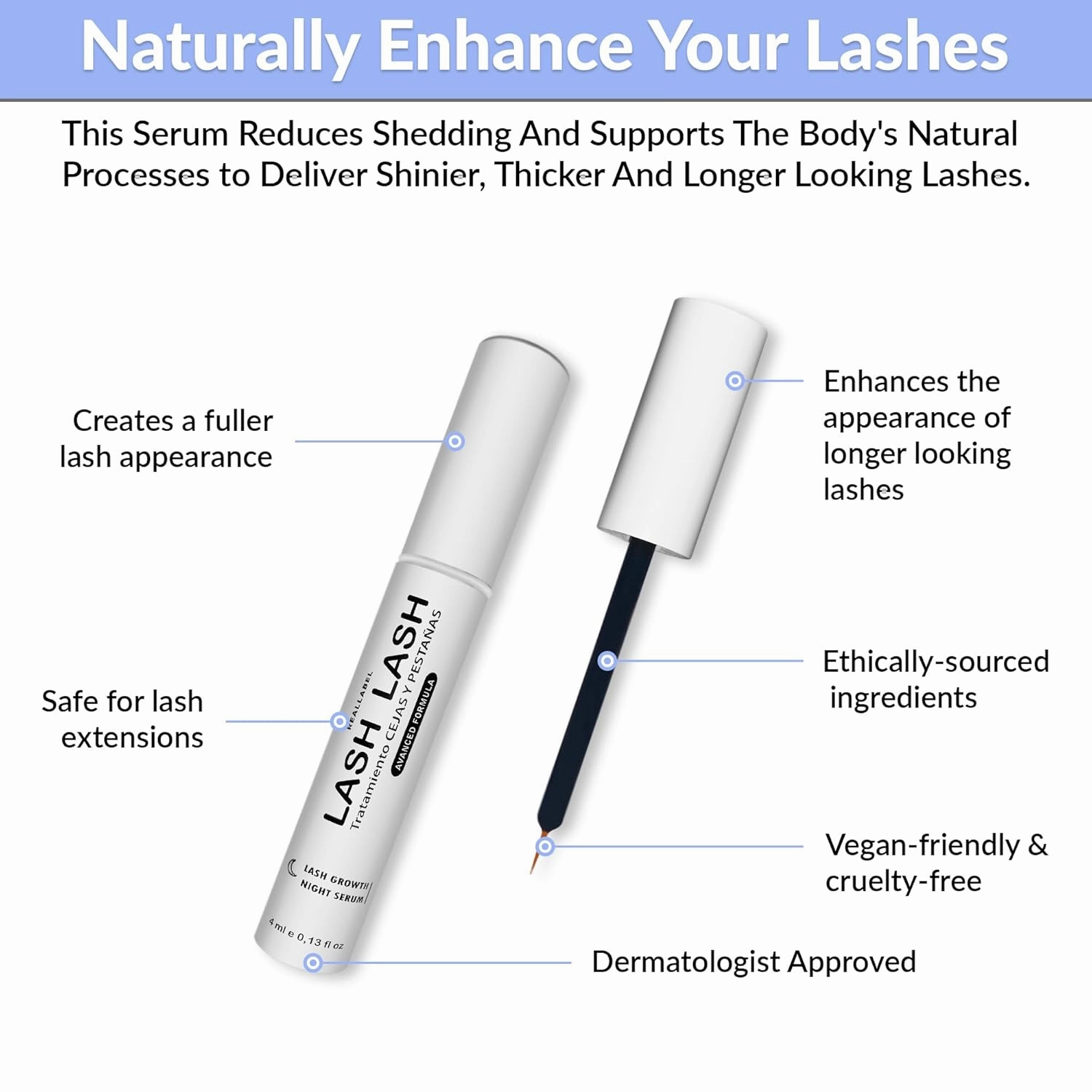 Eyelash Serum With Hyaluronic Acid-Eyebrow And Eyelash Growth Serum, 2 In 1 Instant Lash Lift Serum Without Prostaglandin Grow Eyebrows Fast And Thicker-Day And Night Eyelash Growth Serum (2x4ml)