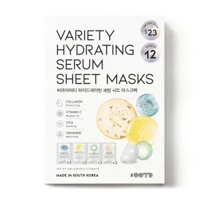 Face Mask Korean Skincare for Dry Sensitive Skin | Hydrating, Revitalizing, Calming, Collagen, Ceramide, Cica, Vitamin C Serum Sheet Masks (12EA)