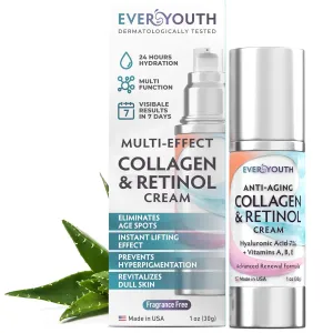 Face Moisturizer for Women, Hydrating Serum Travel Size Lotion with Collagen, Retinol, Hyaluronic Acid & Vitamin A, Anti Aging Face Cream, Made in USA, Facial Moisturizer Wrinkle Cream for Women, 1oz