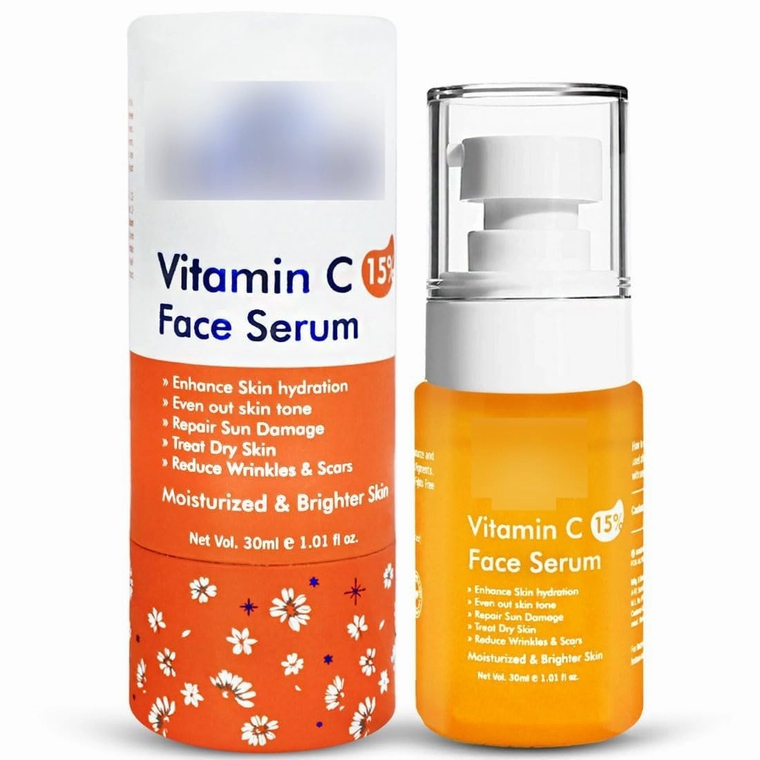 Face Serum 30ML | Vitamin C 15% | Enhance Hydration | Even Out Skin Tone & Repair Sun Damage | Treat Dry Skin & Dark Spots | Reduce Wrinkles & Scars | Moisturized & Brighter Skin | 100% Vegan