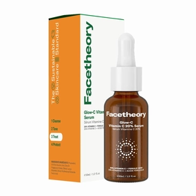 facetheory Glow-C Vitamin C 20% Serum (Unscented) - Vitamin C Serum for Face - Skin Brightening, Firming & Anti Aging Serum (30 ml)