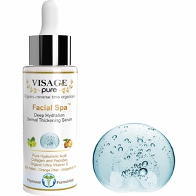 Facial Spa"Dermal Thickening" Serum - Organic - Physician Formulated - Research Supported - Extra Nutrient and Vitamin C Charged Blend of Collagen, Hyaluronic Acid and Peptides