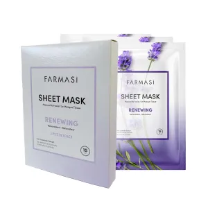 FARMASi Lavender Refreshing Sheet Mask Set – 5 pcs – Soothing and Hydrating Fabric Face Masks for Relaxed, Revitalized, and Soft Skin – Weekly Skincare for Women and Men