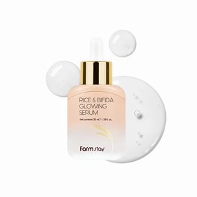 Farmstay Rice & Bifida Glowing Serum, Dark Spot Remover Correcting for face with Niacinamide, for Women & Men, Korean Skin Care, 1.18 Fl. Oz.