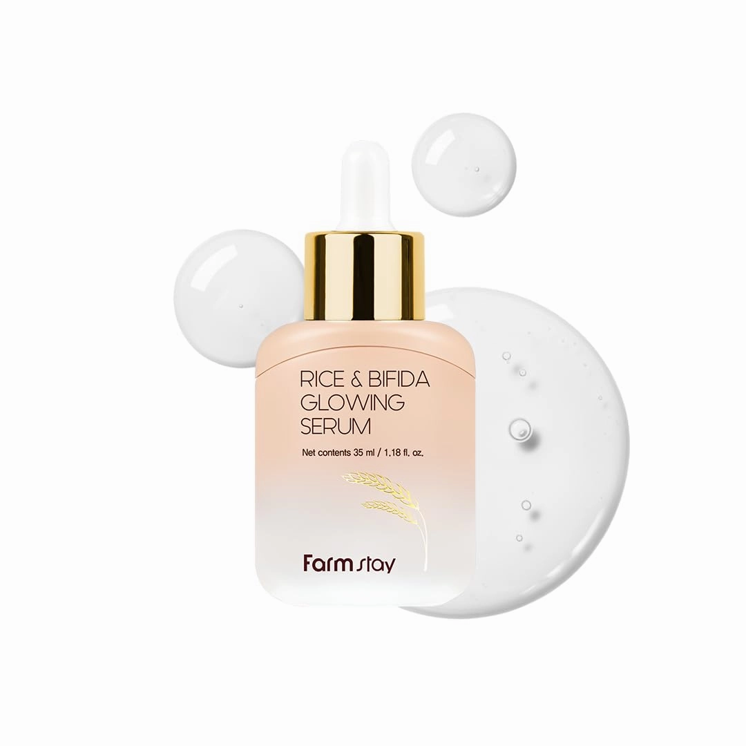 Farmstay Rice & Bifida Glowing Serum, Dark Spot Remover Correcting for face with Niacinamide, for Women & Men, Korean Skin Care, 1.18 Fl. Oz.