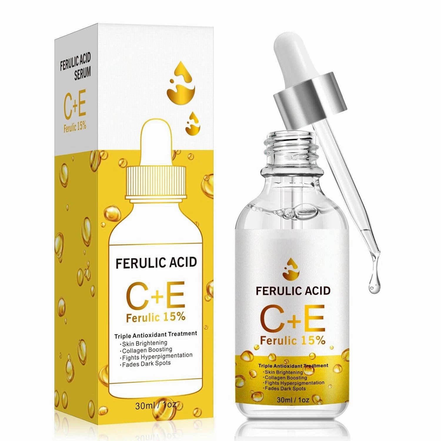 Ferulic Acid Serum with Vitamin C E, 15% Triple Antioxidant Treatment, 1 oz, Skin Brightening and Dark Spot Treatment