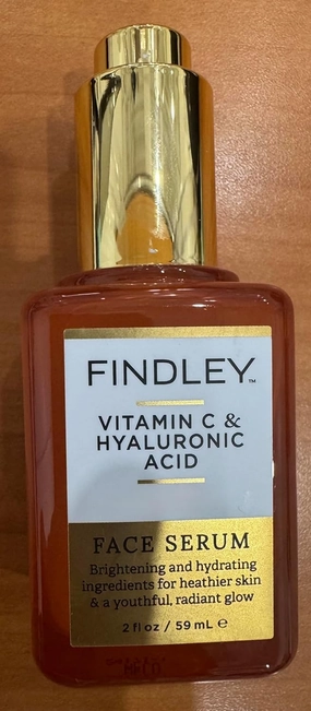 Findley Vitamin C & Hyaluronic Acid Face Serum, 2 fl oz, Brightening and Hydrating