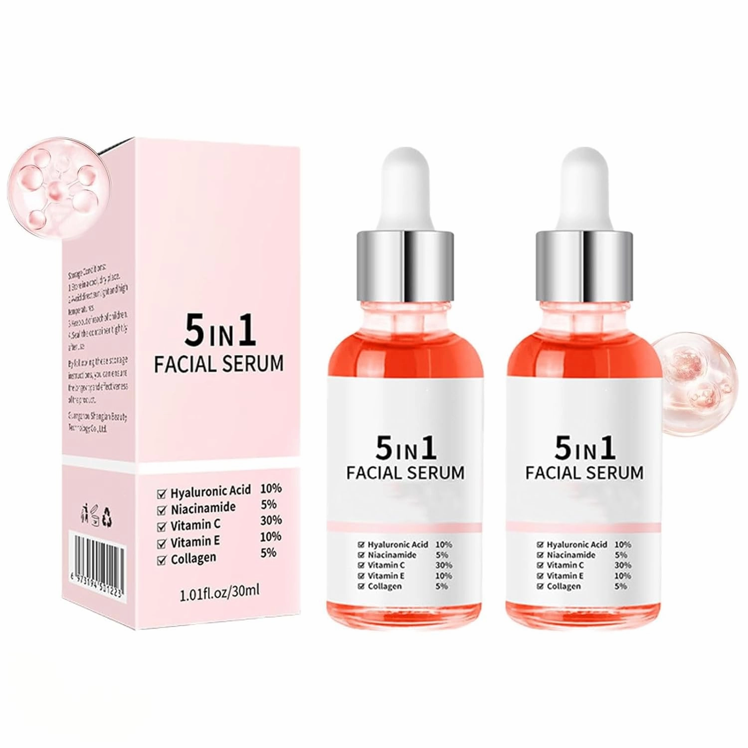 Finones Skin Vitamin Serum,5 in 1 Anti Wrinkle Firming Serum,Finones Full Face and Body Serums,Nourishing and Hydrating,Reduce Fine Lines (2PCS)