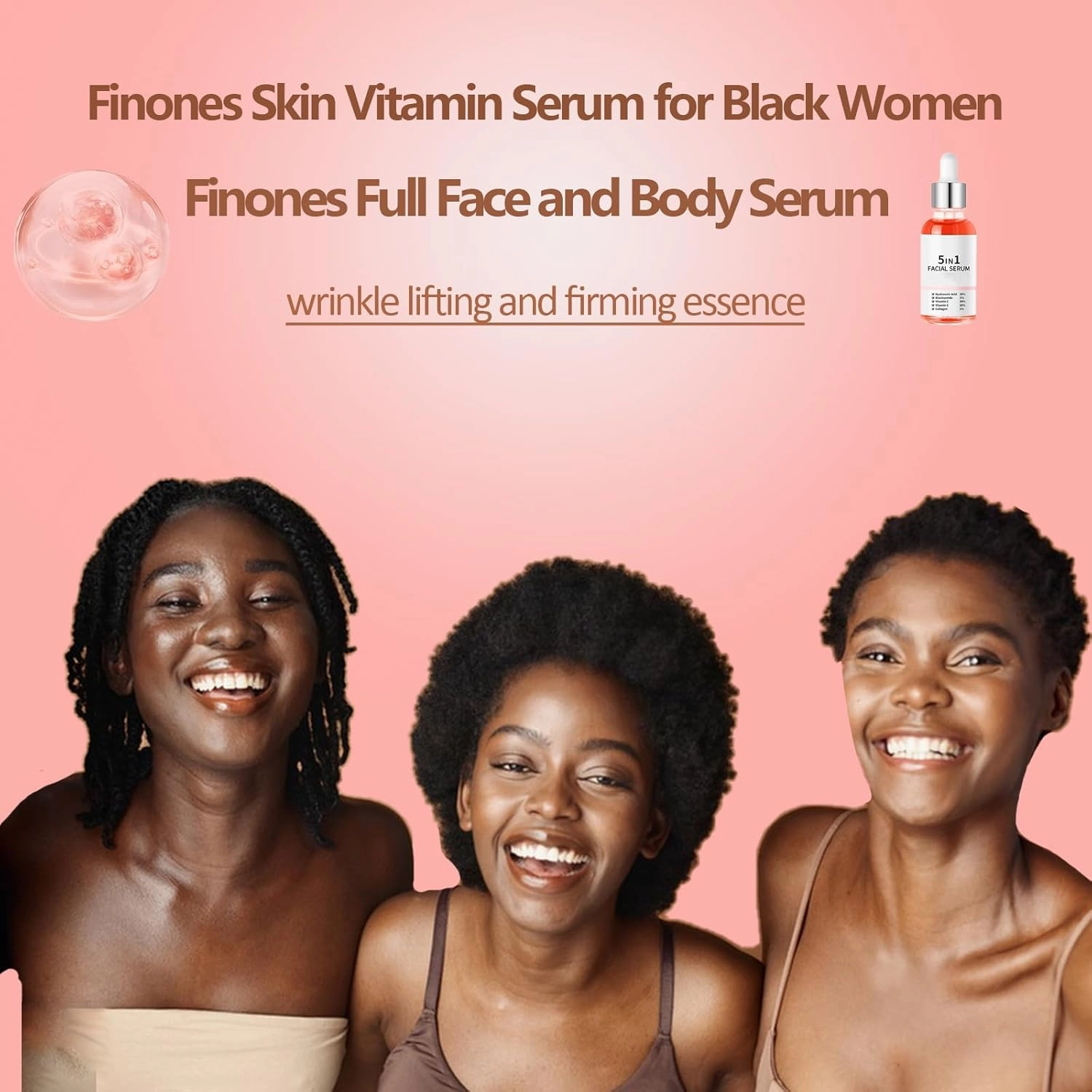 Finones Skin Vitamin Serum,5 in 1 Anti Wrinkle Firming Serum,Finones Full Face and Body Serums,Nourishing and Hydrating,Reduce Fine Lines (2PCS)