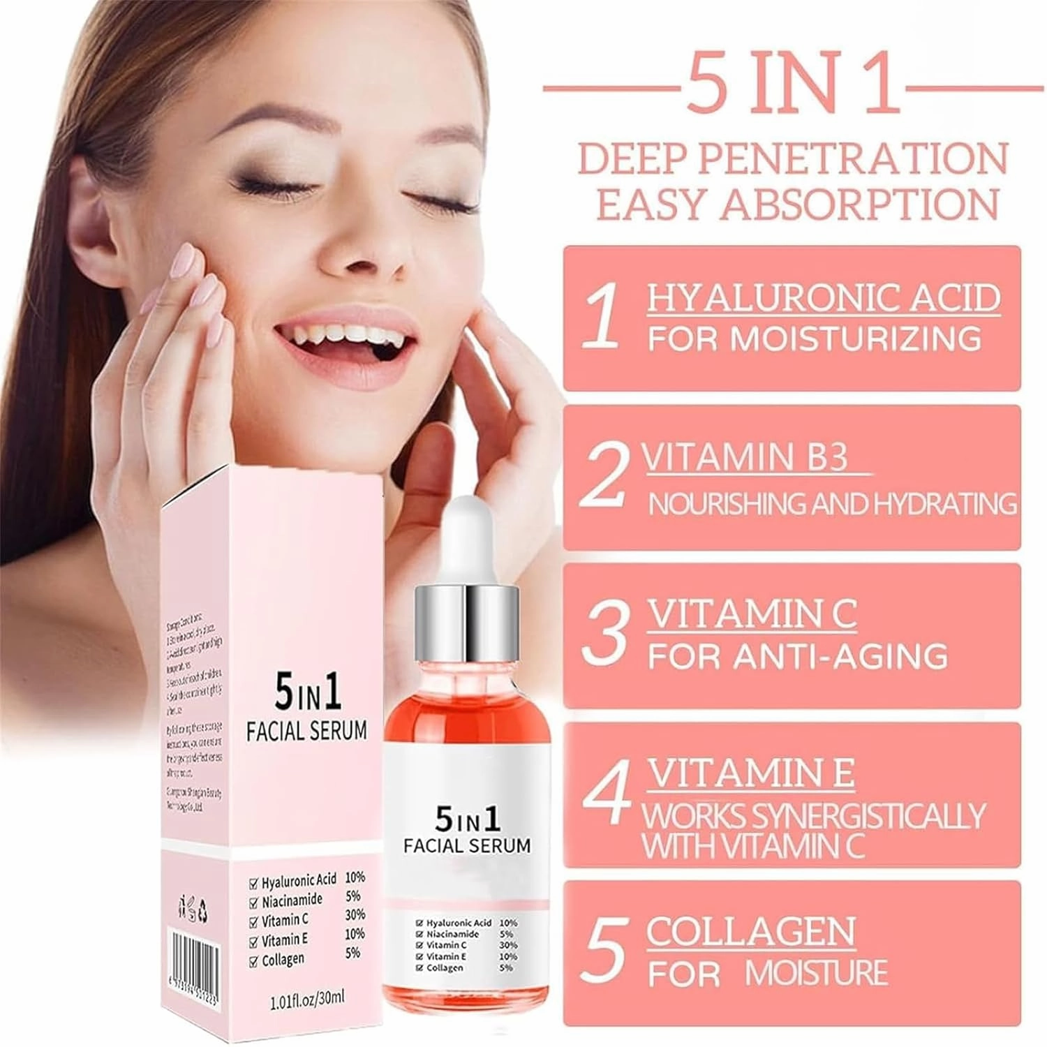 Finones Skin Vitamin Serum, Finones Full Face and Body Serum, 5 in 1 Anti Wrinkle Firming Oil, Nourishing and Hydrating, Reduce Fine Lines (2Pcs)