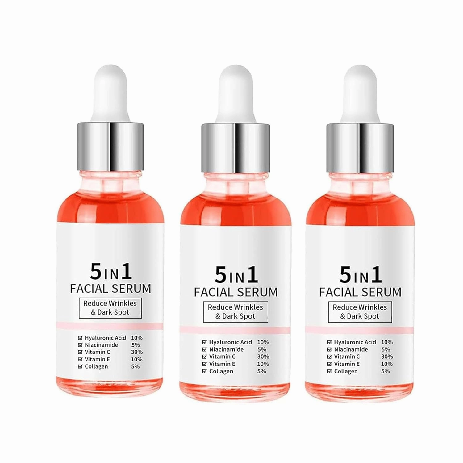Finones Skin Vitamin Serum, Finones Full Face and Body Serum, 5 in 1 Anti Wrinkle Firming Oil, Nourishing and Hydrating, Reduce Fine Lines (3Pcs)