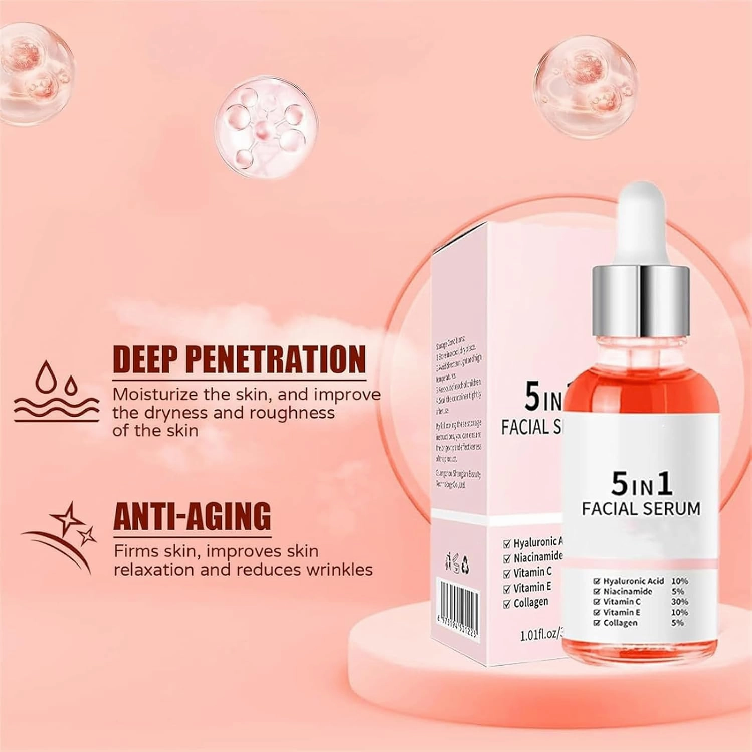 Finones Skin Vitamin Serum, Finones Full Face and Body Serum, 5 in 1 Anti Wrinkle Firming Oil, Nourishing and Hydrating, Reduce Fine Lines (3Pcs)