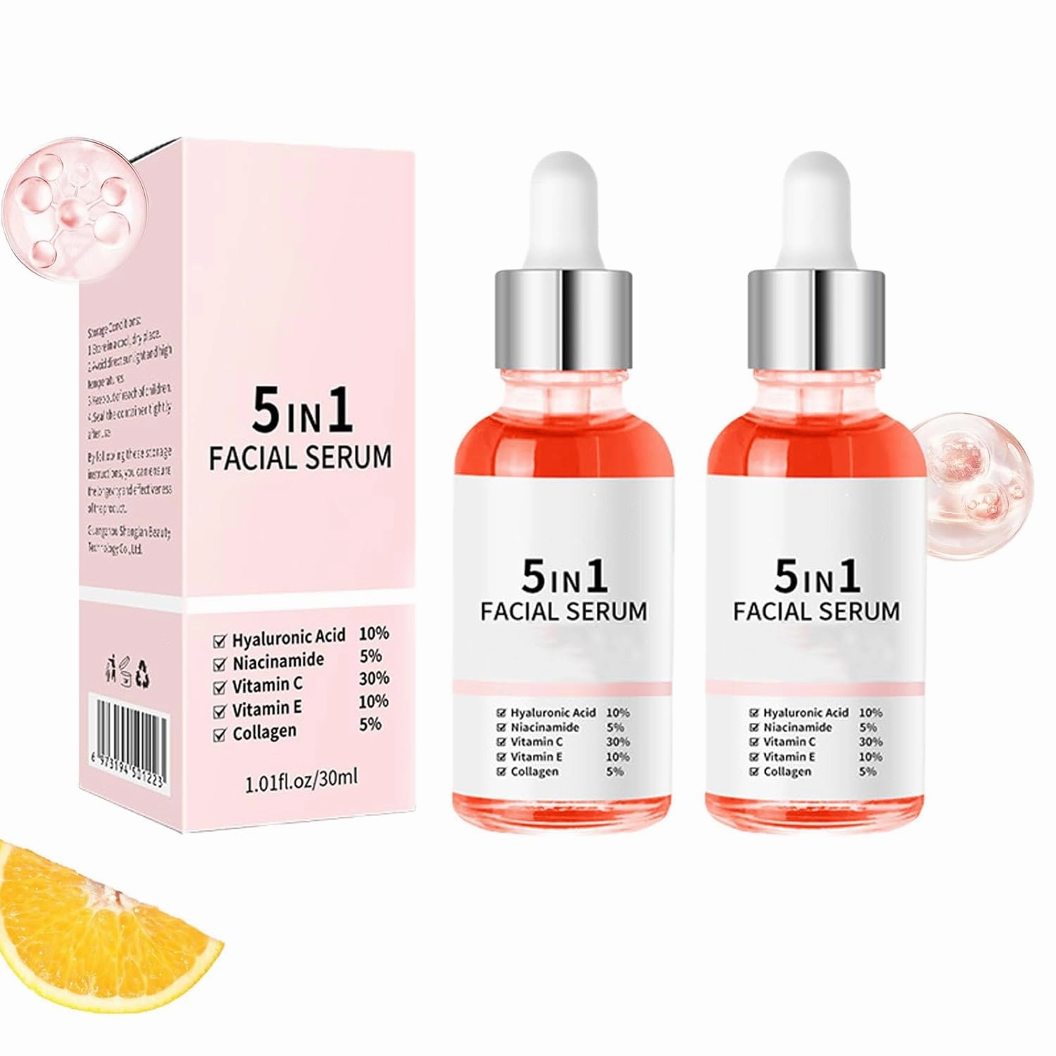 Finones Skin Vitamin Serum, Finones Full Face and Body Serum, 5 In 1 Anti Wrinkle Firming Serums, Lifting and Firming Essence with Hyaluronic Acid, Nourishing and Hydrating, Reduce Fine Lines (2pcs)