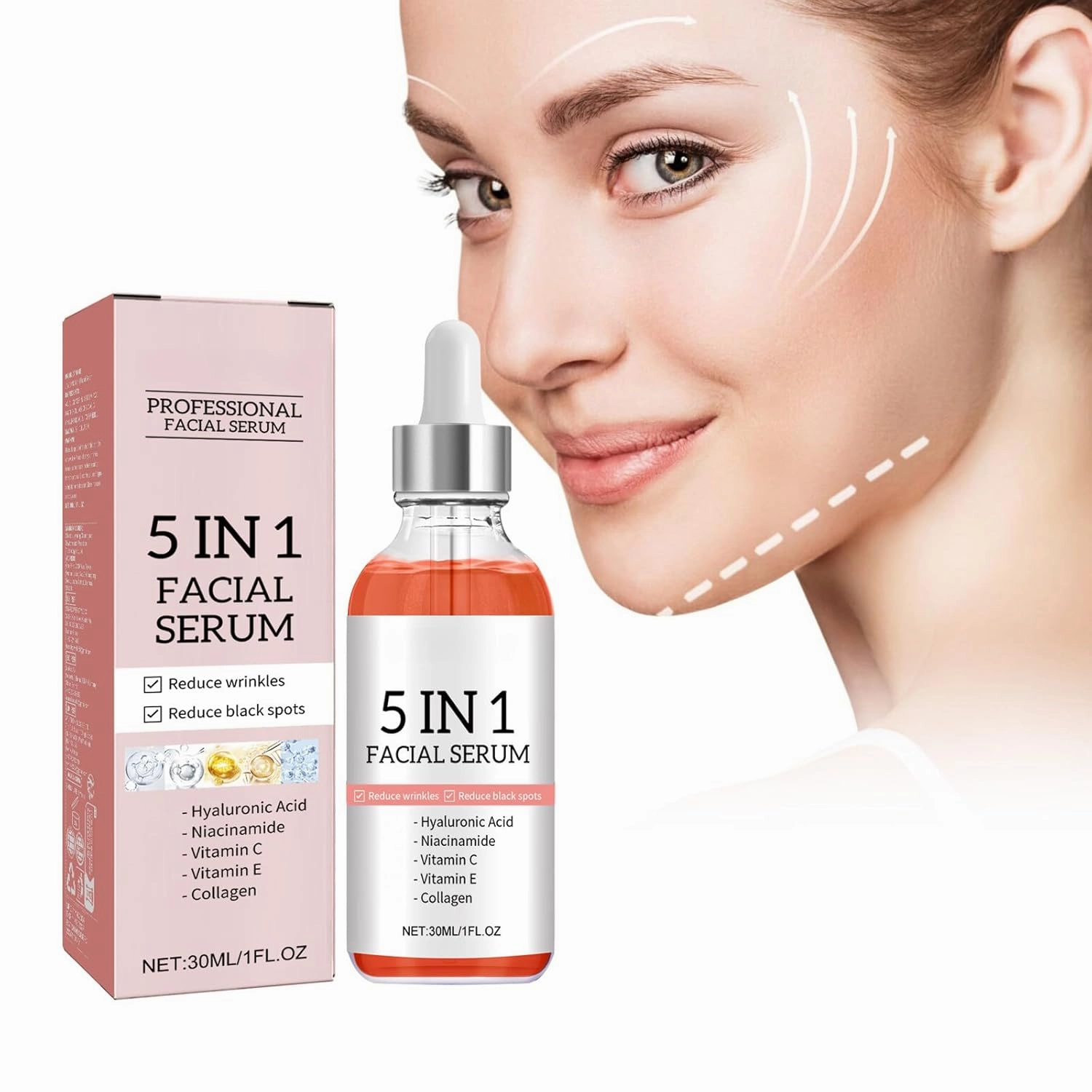 Finones Skin Vitamin Serum, Finones Full Face and Body Serum, Anti Wrinkle Firming Fading Spots with Vitamin C, Vitamin E,Hyaluronic Acid, Collagen and Nicotinamide (2PCS)