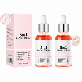 Finones Skin Vitamin Serum, Finones Full Face and Body Serums, 5 In 1 Anti Wrinkle Firming Serum, Anti-Aging Wrinkle Lifting and Firming Essence for All Skin Types (2pcs)
