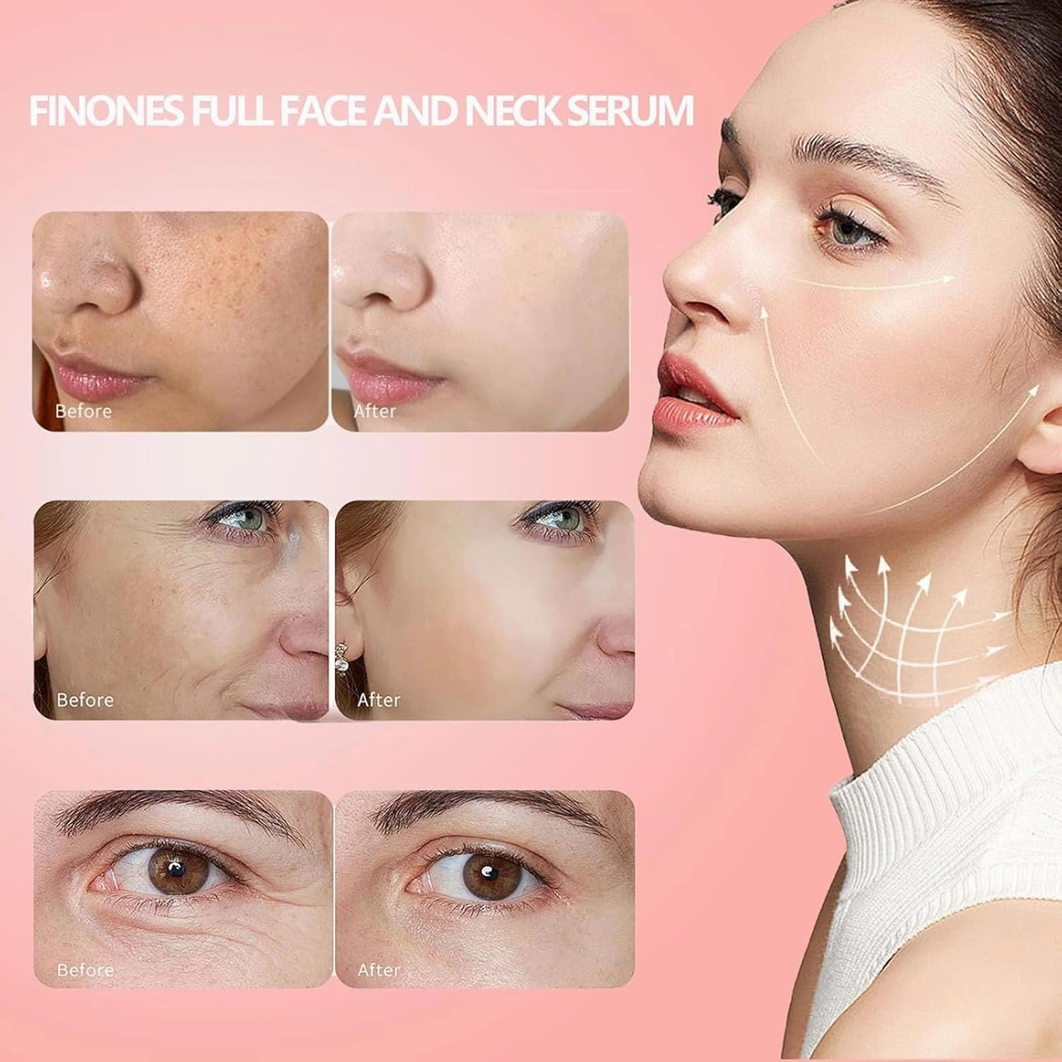 Finones Skin Vitamin Serum, Finones Full Face and Body Serums, 5 In 1 Anti Wrinkle Firming Serum, Anti-Aging Wrinkle Lifting and Firming Essence for All Skin Types (3pcs)