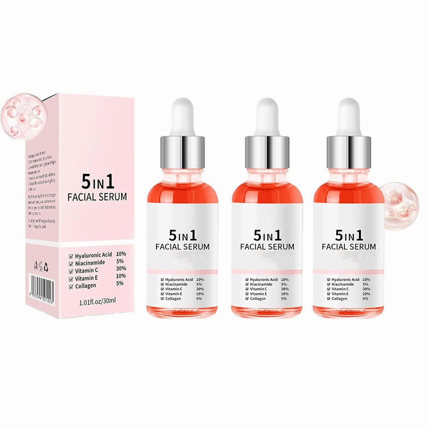 Finones Skin Vitamin Serum, Finones Full Face and Body Serums, 5 In 1 Anti Wrinkle Firming Serum, Anti-Aging Wrinkle Lifting and Firming Essence for All Skin Types (3pcs)