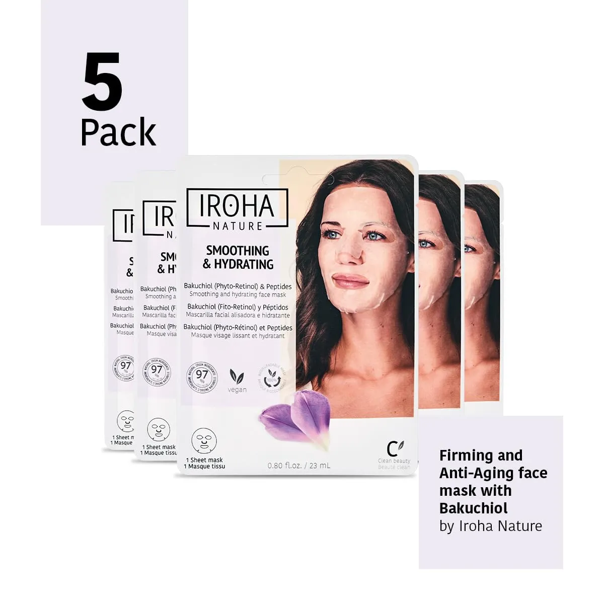 Firming & Anti-Aging Tissue Face Mask with Phyto Retinol (Bakuchiol) & Peptides (Pack of 5) | Improves Firmness & Elasticity | Results in 15 Minutes | Cruelty-Free