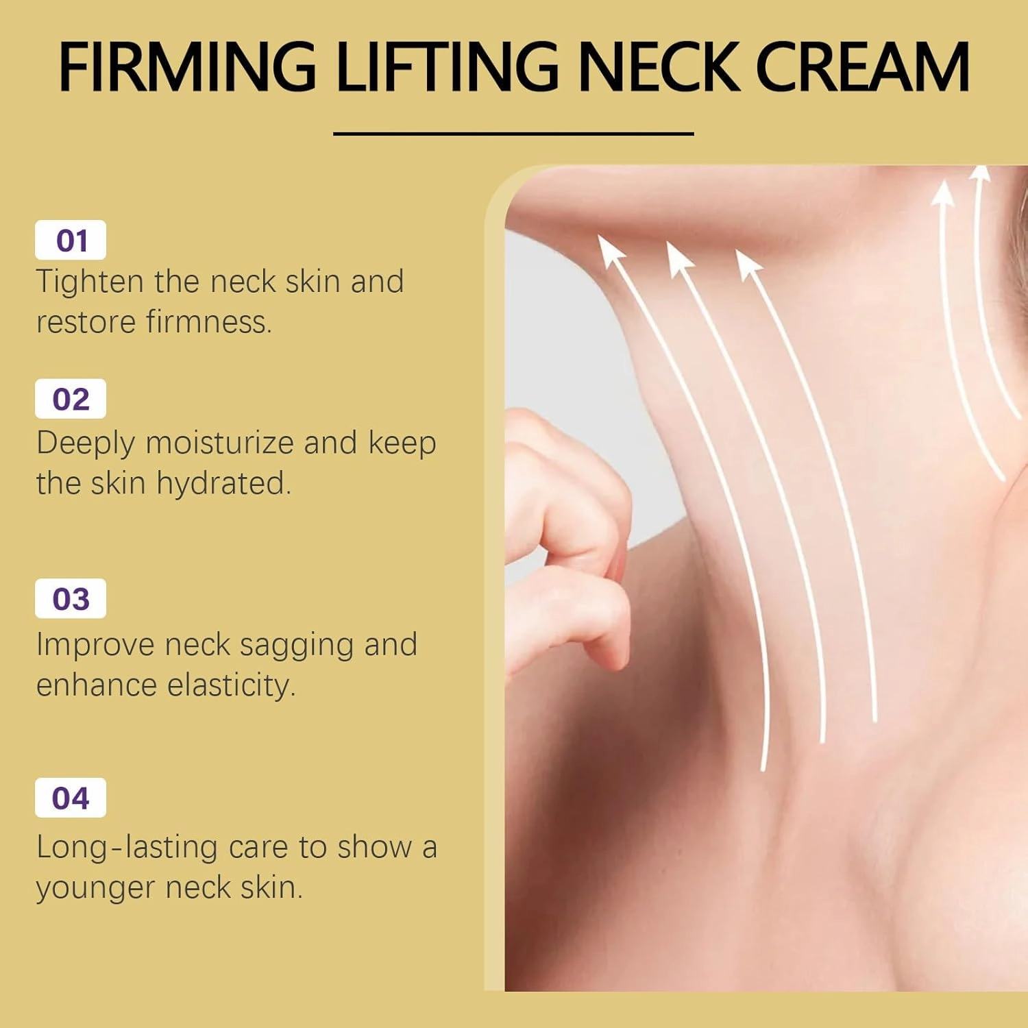 Firming Neck Cream for 𝑪𝒓𝒆𝒑𝒆𝒚 Skin Body Care,Anti-Wrinkle Neck Firming Cream with Roller,Contains Hexapeptide, Moisturizing, Tightening Lotions Cosmetic Skin Care (Gold, 3pc)