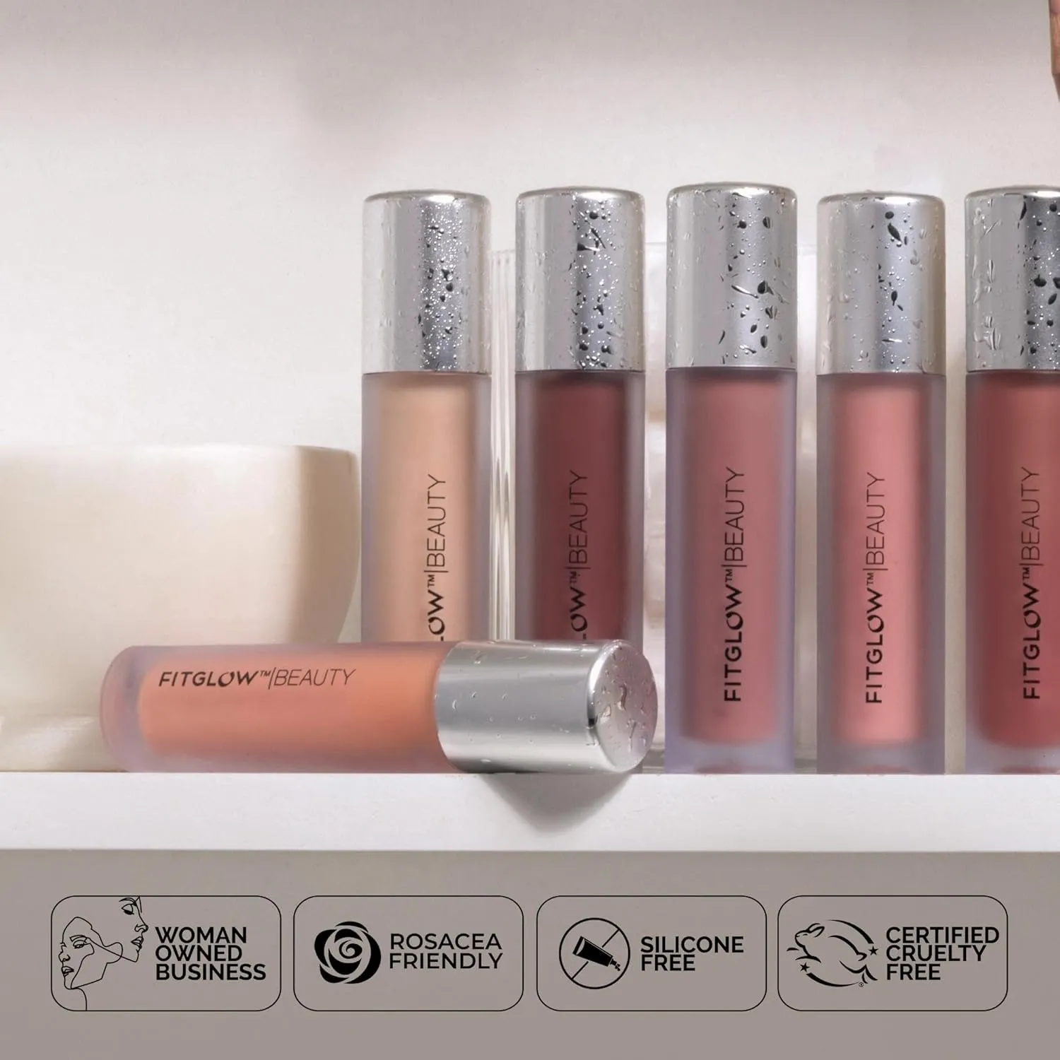 FITGLOW Beauty Lip Colour Serum | Hydrating Lip Gloss | Plumping Anti-Aging Lip Treatment | Natural Shine with Pomegranate Sterols & Collagen | Buildable Color for Dry Chapped Lips | Gospel - 10g