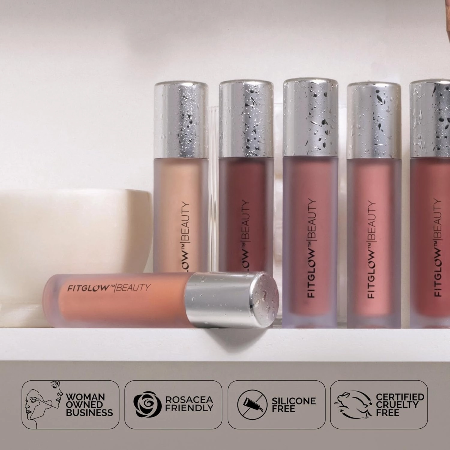 FITGLOW Beauty Lip Colour Serum | Hydrating Lip Gloss | Plumping Anti-Aging Lip Treatment | Natural Shine with Pomegranate Sterols & Collagen | Buildable Color for Dry Chapped Lips | Bloom - 10g