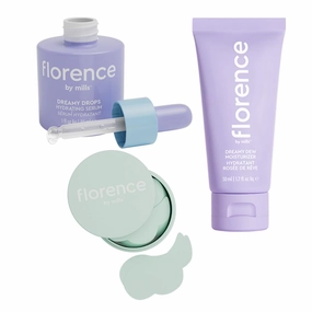 florence by mills Dreamy Drops Hydrating Serum, Dreamy Dew Facial Moisturizer, Floating Under the Eyes Depuffing Gel Pads