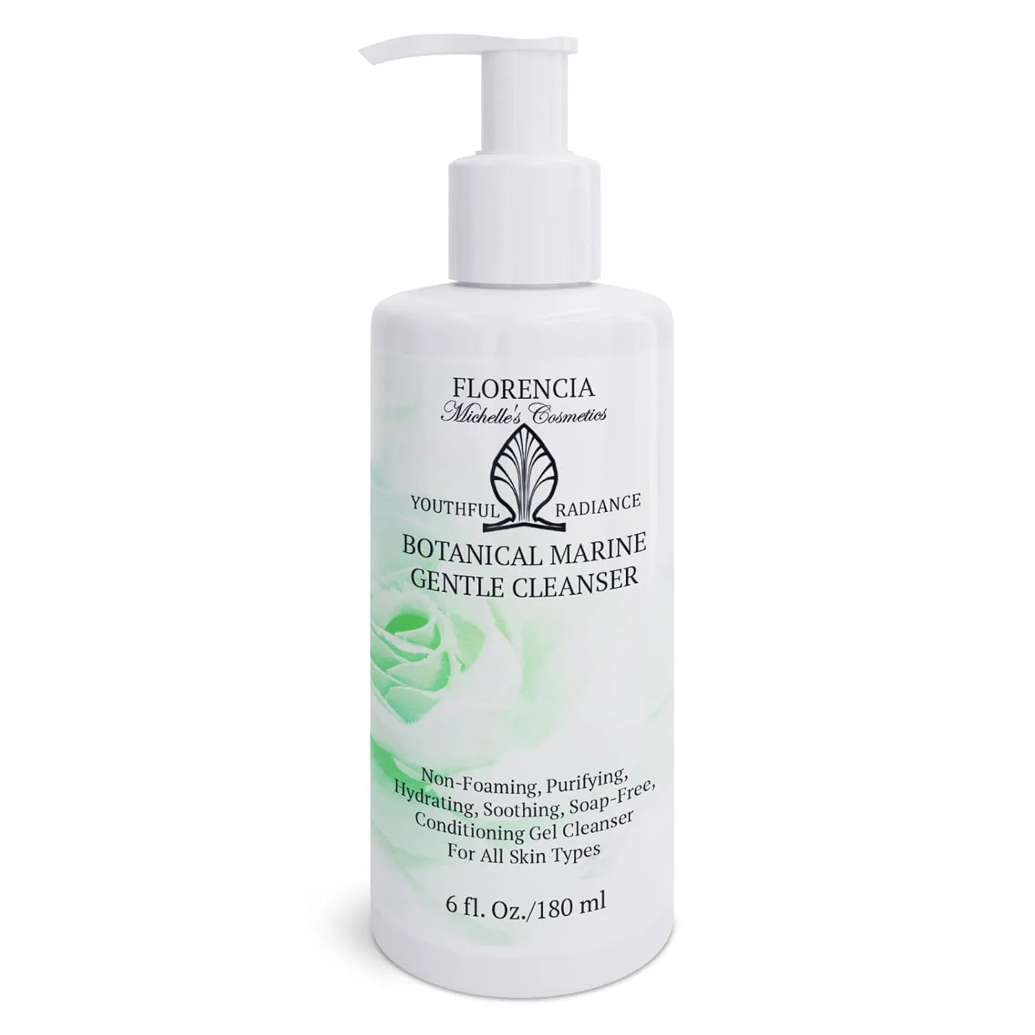 Florencia Botanical Marine Gentle Cleanser - Non-Foaming, Soap-Free, Hydrating Oil-Free Face Wash for Dry to Normal Skin - With Marine Algae & Organic Botanicals - Sensitive Skin, 6 oz