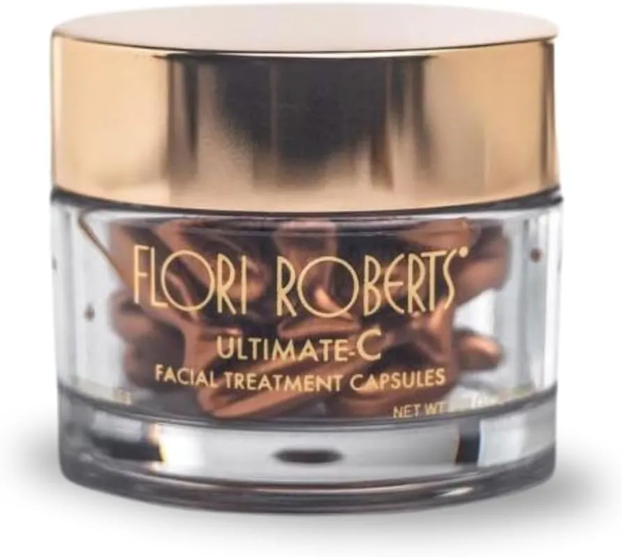 Flori Roberts Ultimate-C Capsules, Daily Facial Serum with 12% Vitamin C, Helps Smooth Fine Lines and Wrinkles, Reduces Appearance of Dark Spots, 30 Capsules